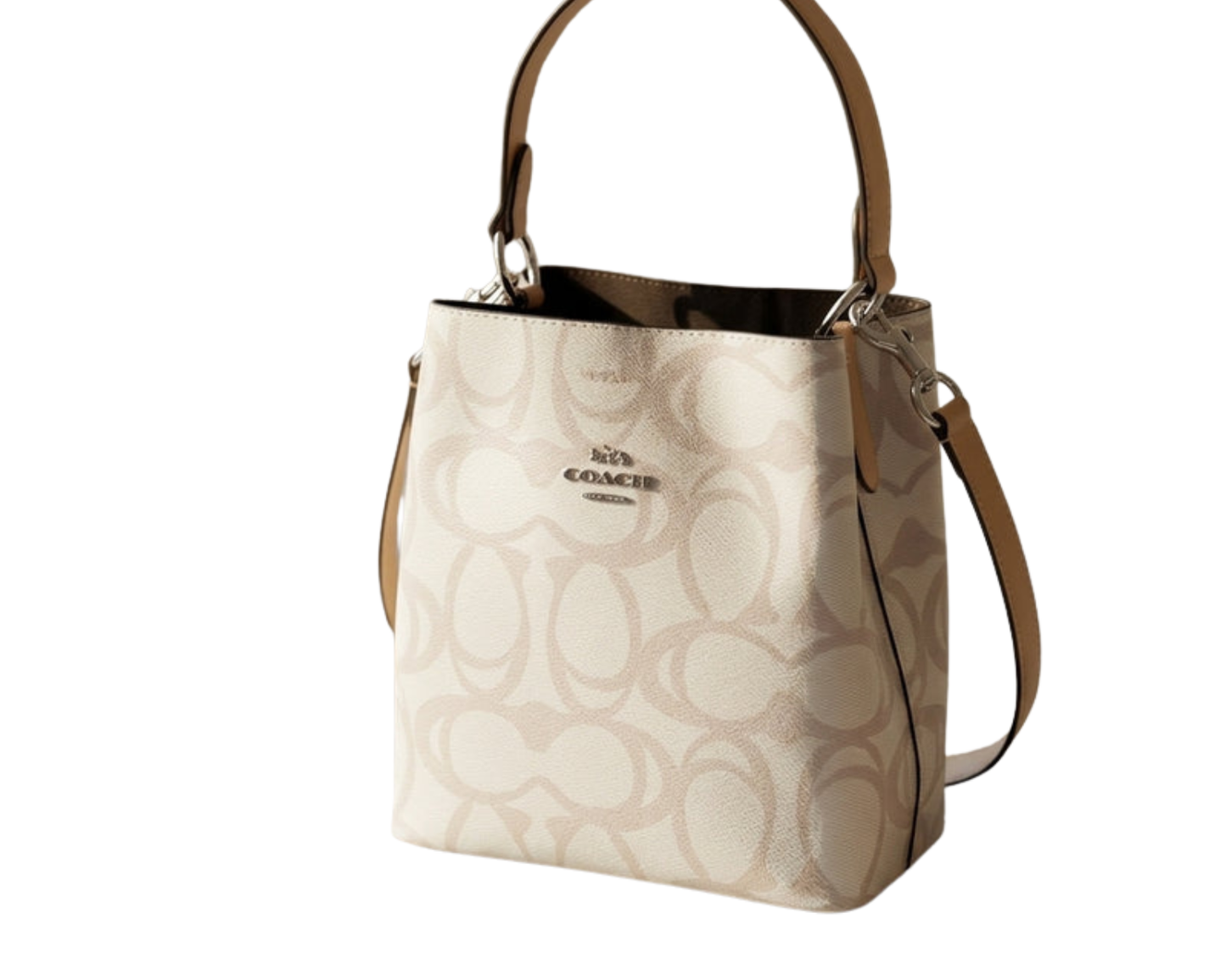 Co_a_ch Elegant Cream Monogram Bag with Top Handle