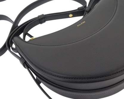 Authentic Polene Numero Dix Black Leather Crossbody Bag
