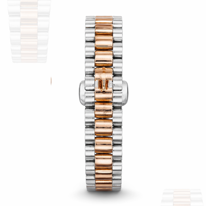Rolax Ladies Watch – Rose Gold Dial Two-Tone Stainless Steel Luxury Wrist Watch.