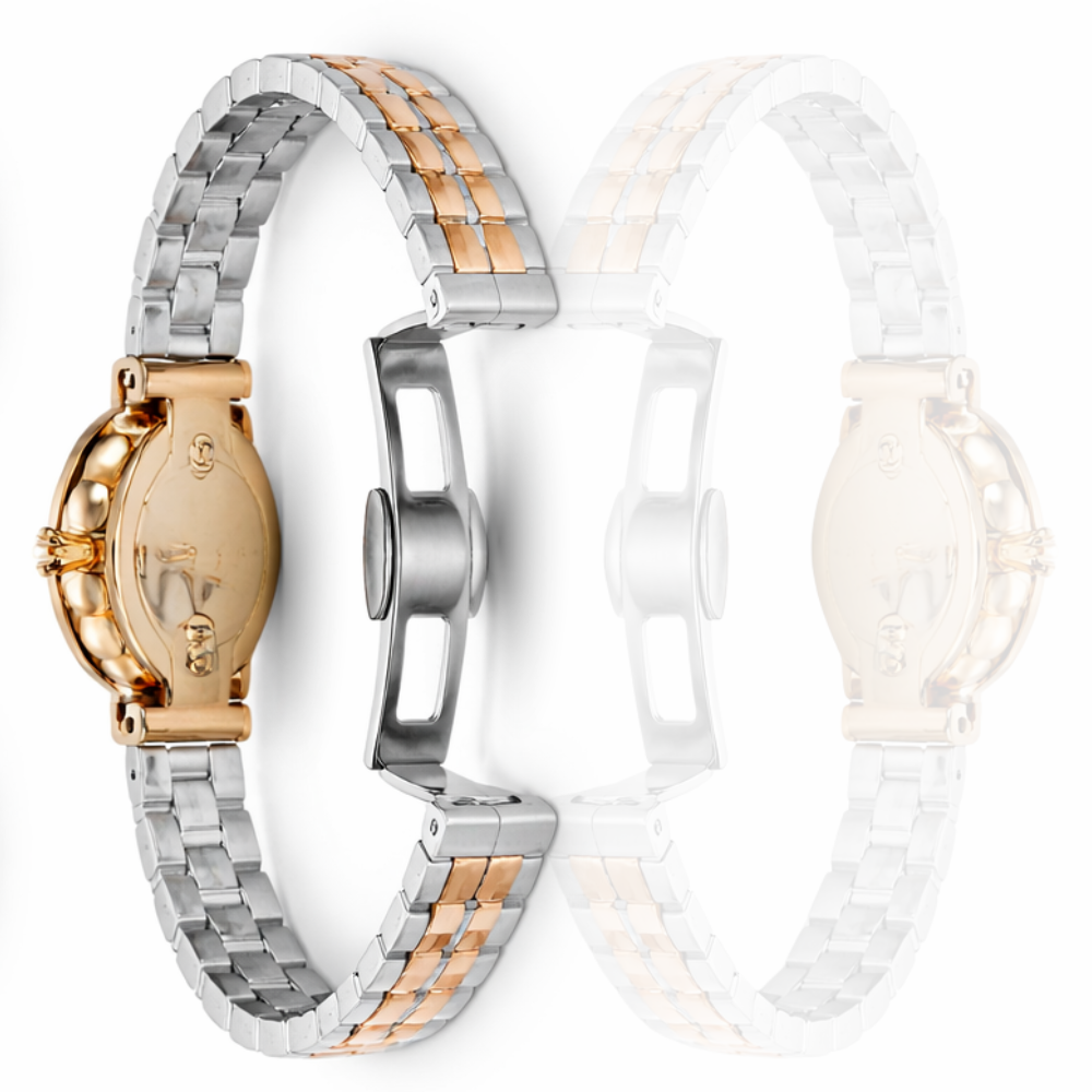 Rolax Ladies Watch – Rose Gold Dial Two-Tone Stainless Steel Luxury Wrist Watch.
