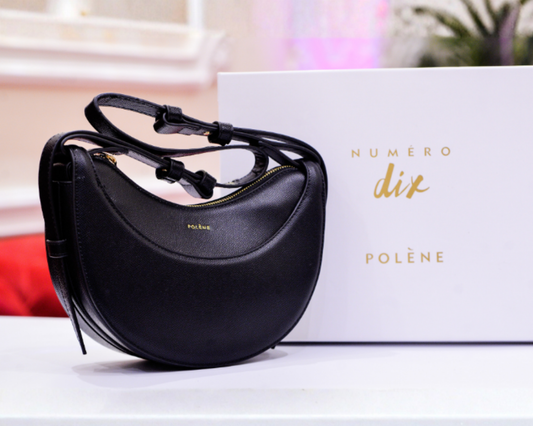 Authentic Polene Numero Dix Black Leather Crossbody Bag