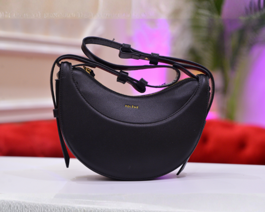 Authentic Polene Numero Dix Black Leather Crossbody Bag