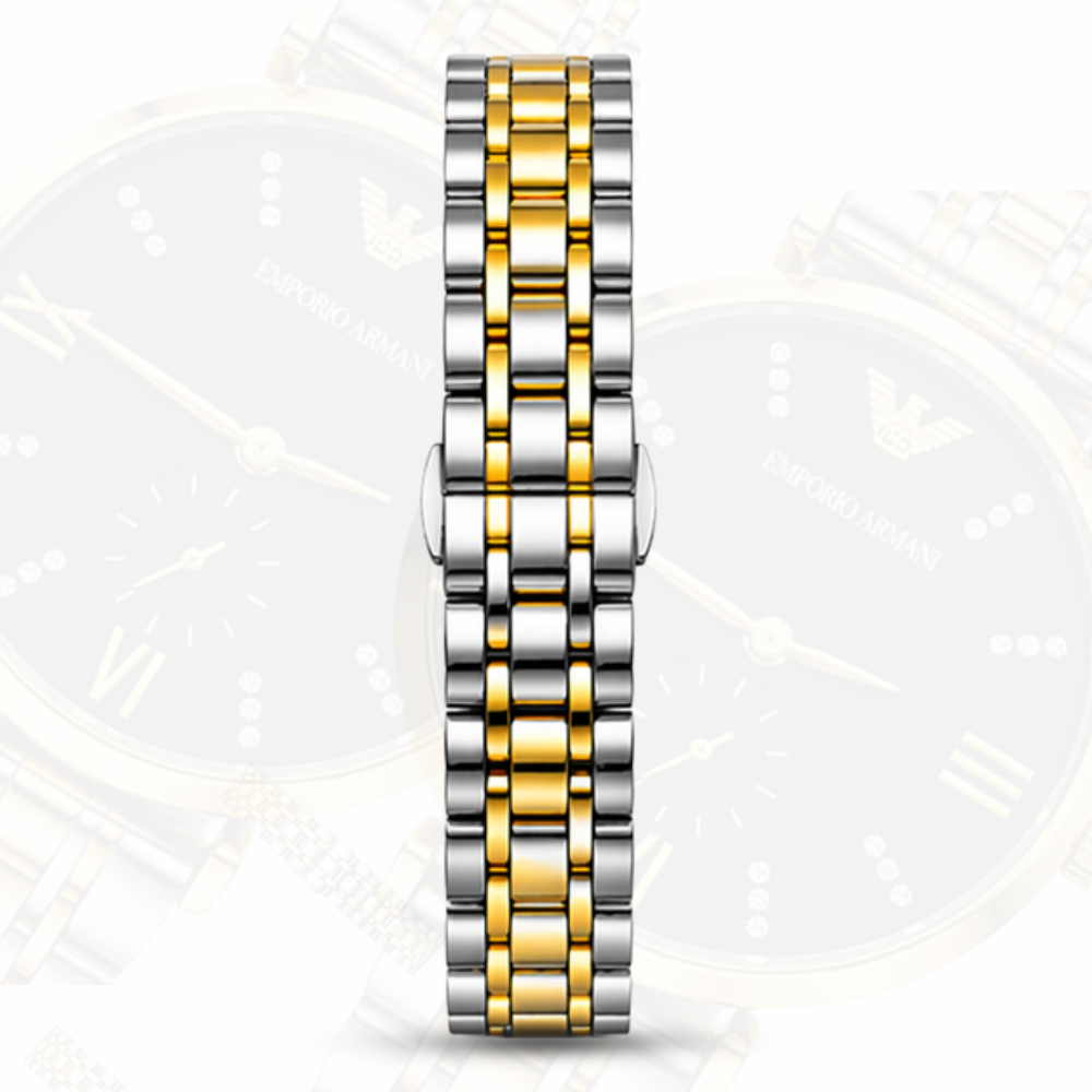 Emporio Armani Style Men,s Two-Tone Stainless Steel Watch – Black Dial Luxury Wrist Watch.