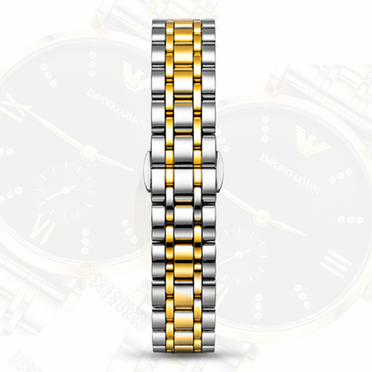 Emporio Armani Style Men,s Two-Tone Stainless Steel Watch – Black Dial Luxury Wrist Watch.