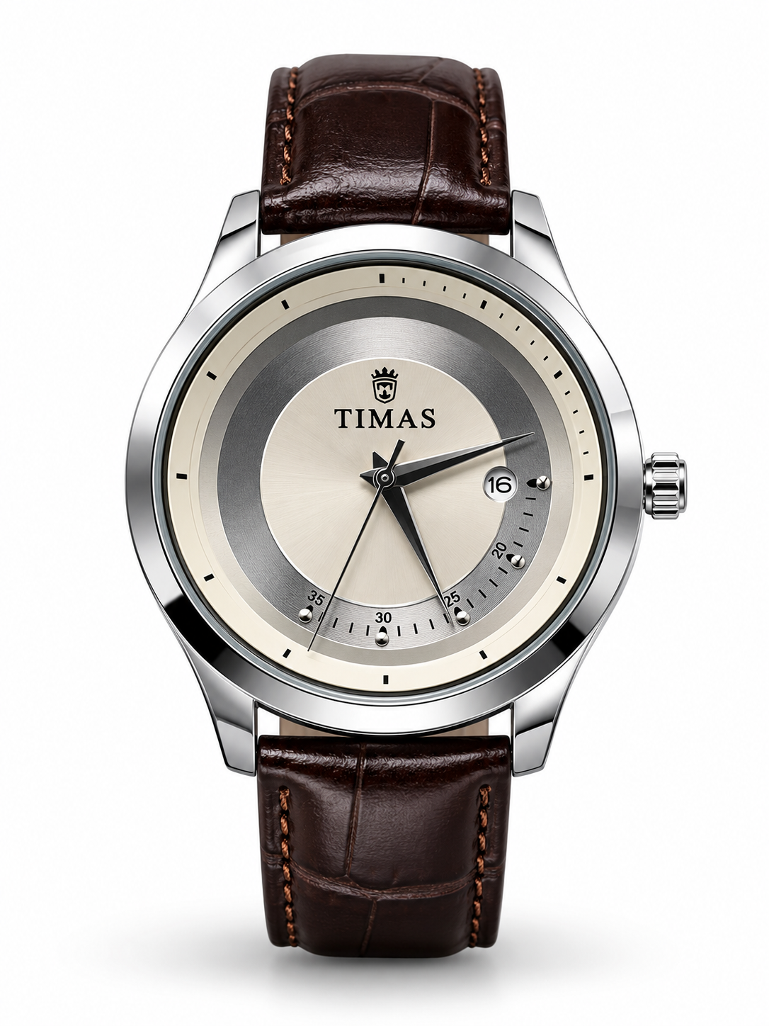 TIMAS Men's Luxury Leather Strap Quartz Watch – Premium Analog Wrist Watch with Date Display