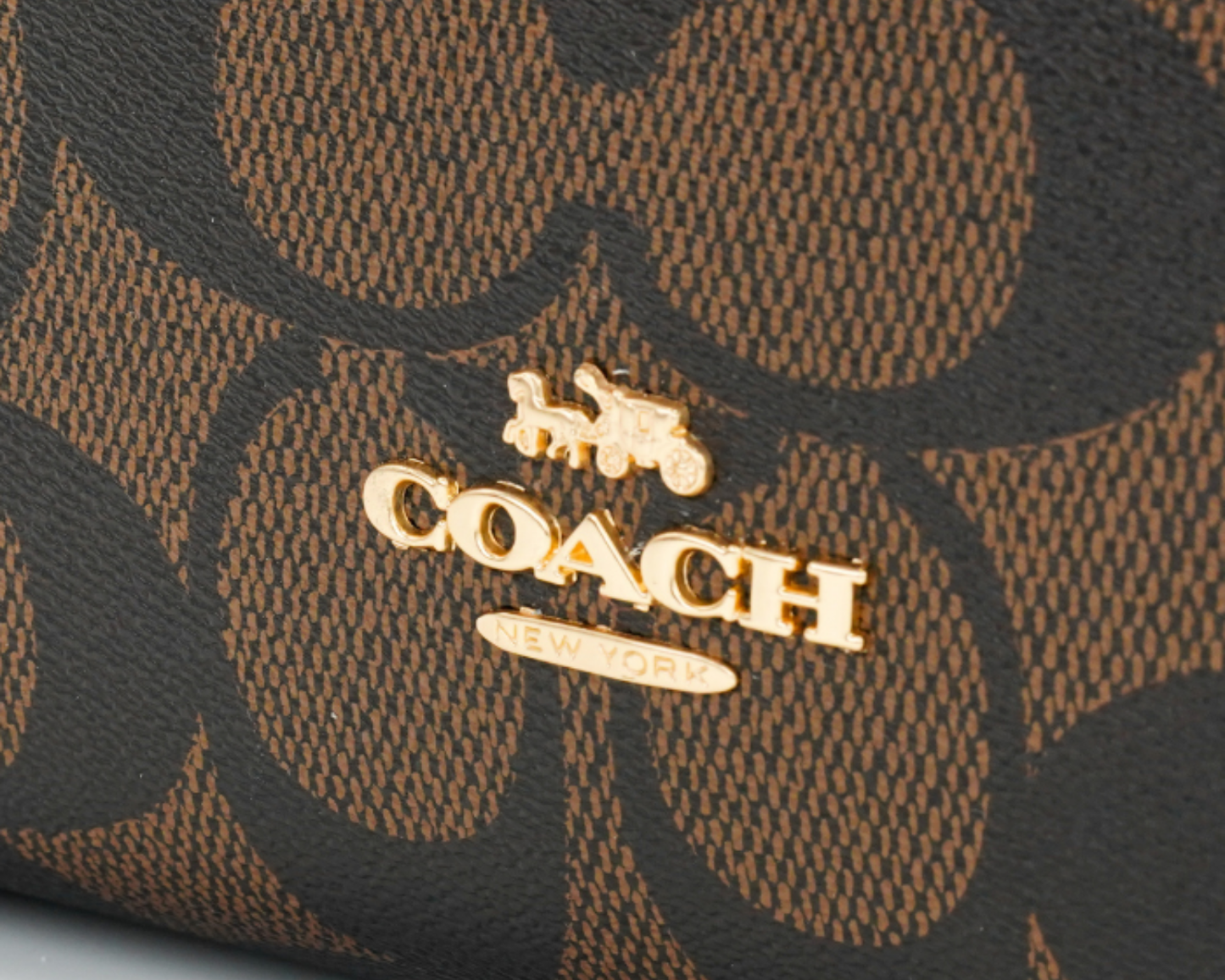 Co-ach Brown Signature Monogram Canvas Structured Large Tote Bag