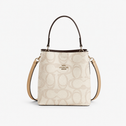 Co_a_ch Elegant Cream Monogram Bag with Top Handle