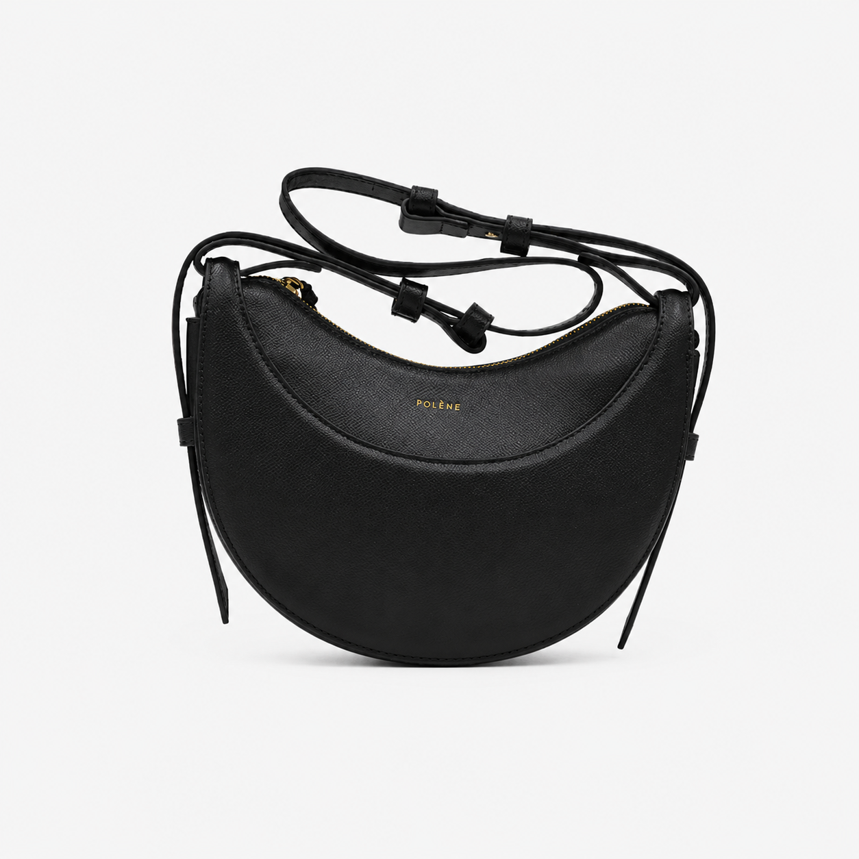 Authentic Polene Numero Dix Black Leather Crossbody Bag
