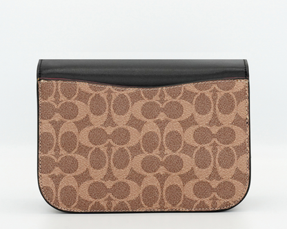 Co-ach Signature Black & Brown Two-Tone Crossbody Bag with Gold 'C' Buckle