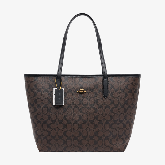 Coach Signature Canvas Tote Bag for Women – Premium Designer Shoulder Handbag | Brown & Tan