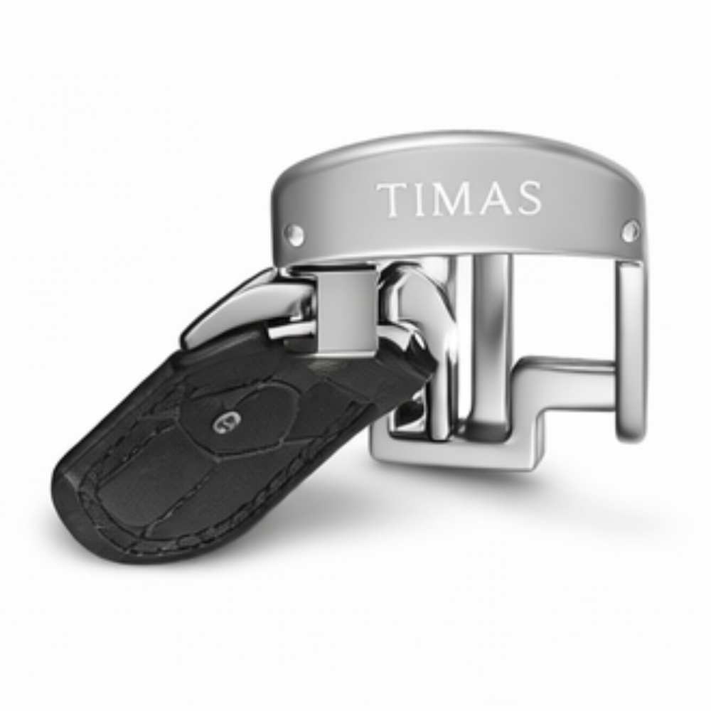TIMAS Premium Quartz Men's Watch – Matte Black Dial with Silver Sub-Dials & Leather Strap