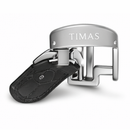 TIMAS Premium Quartz Men's Watch – Matte Black Dial with Silver Sub-Dials & Leather Strap