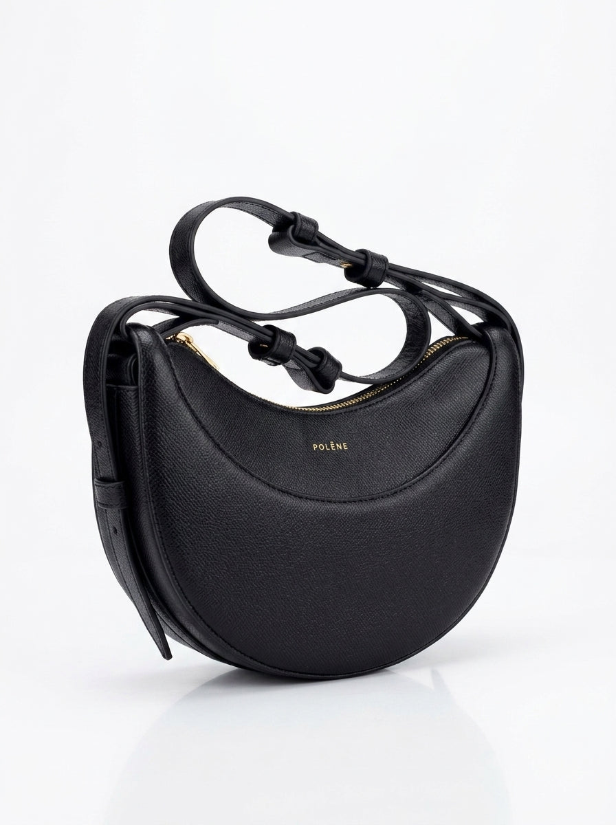 Authentic Polene Numero Dix Black Leather Crossbody Bag